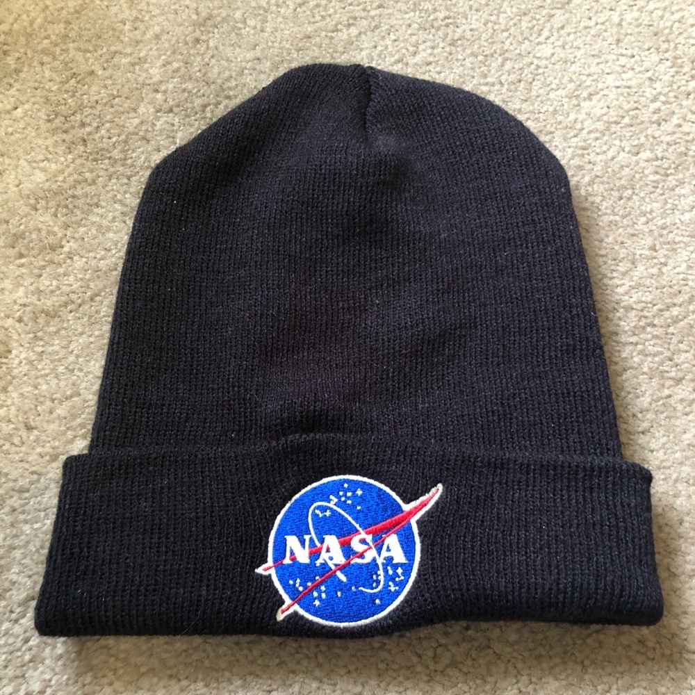 American Needle Black NASA Beanie Stocking Cap OSFM